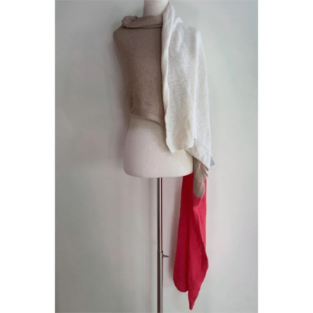 NWT J. Crew Colorblock Oversized Long Wool Rabbit Hair Blend Scarf Wrap OS‌